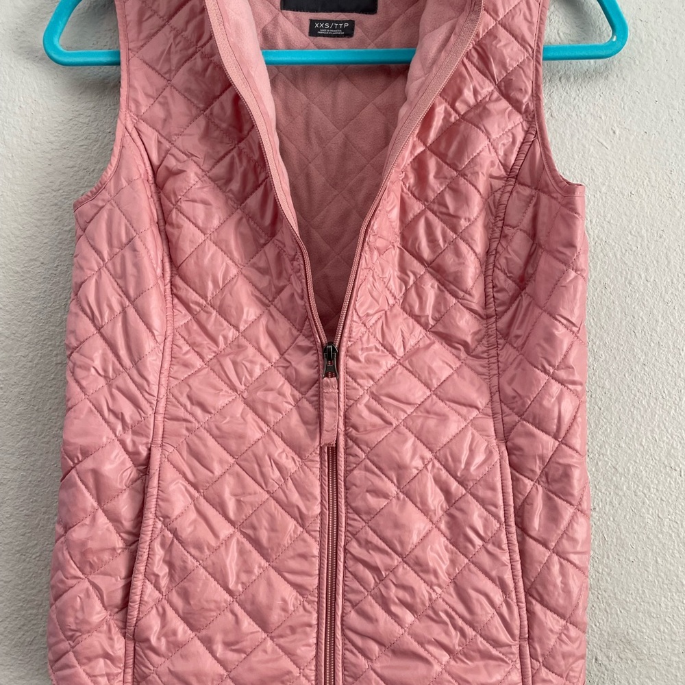 Van Heusen Pink XXSmall Quilted Sleeveless Vest Full Zip Standing Collar